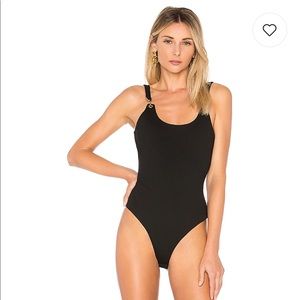 REVoLVE Black bodysuit w/gold detail- small- NWT
